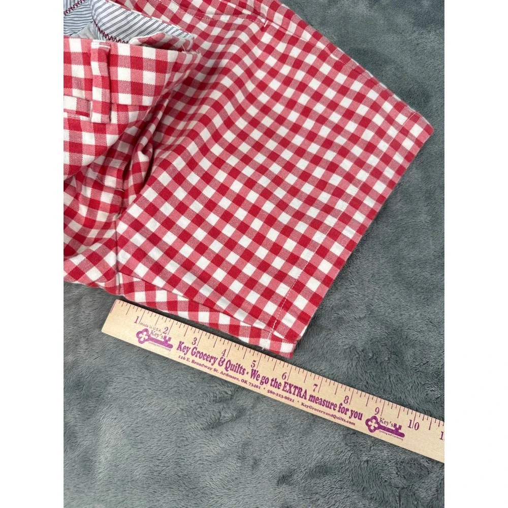 Lands End Red White Gingham‎ Shorts 10P Mid Rise Stretch 10